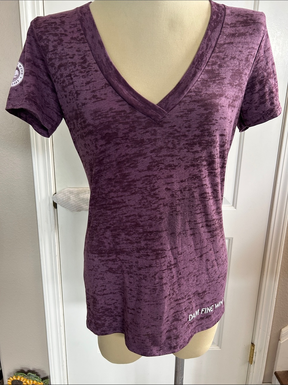 Next Level Apparel Women's V-Neck Short Sleeve Top in Plum Heather